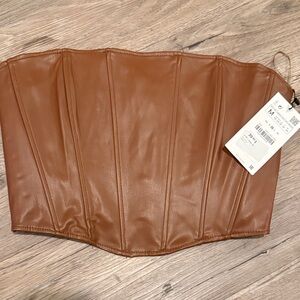 Zara Brown Faux Leather Top